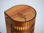 Wooden Bubble Lamp Drum with Intricate Cut-Out Leaf Patterns