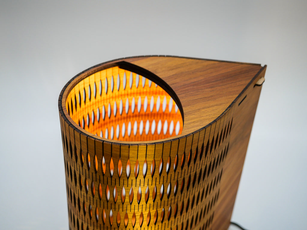 Droplet Lamp in blackwood timber top detail