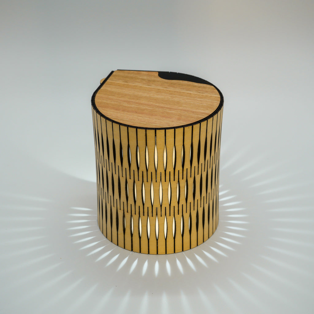 Portable Bubble Lamp with black shard and eucalypt timber top from RS Studio