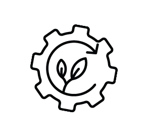 Logo with a gear and a leaf inside on a white background