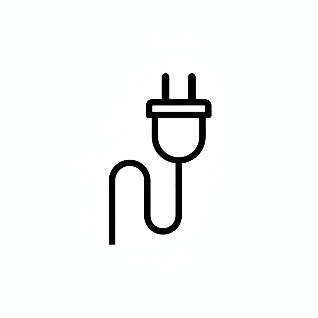 Black outline of a power plug on a white background